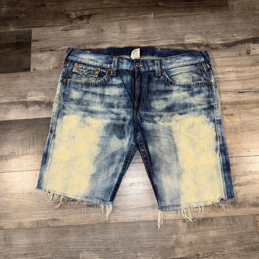 True Religion Ricky Shorts Mens 42 Cut Off Distressed Denim USA Made